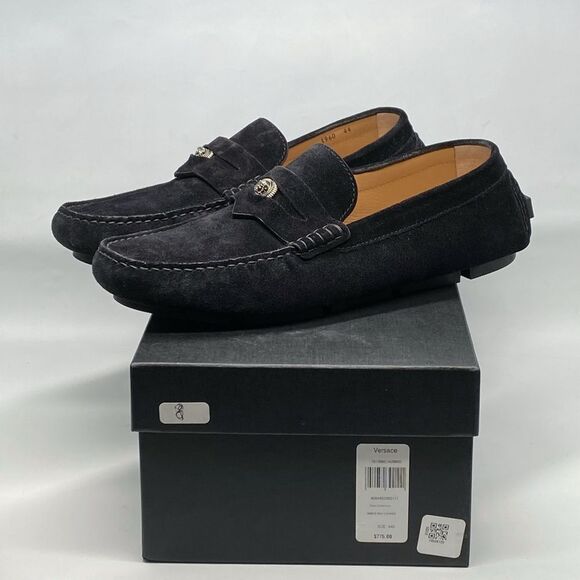 Versace Medusa Suede Leather Driver Loafers size 44/us size 11 - Picture 11 of 13